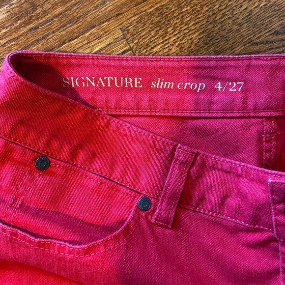 LAST CHANCE: Talbots Red Denim Signature Slim Crops - Size 4/27 - Picture 2 of 5